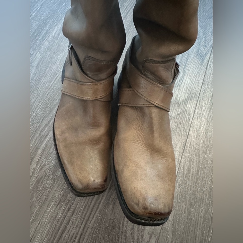 Frye Harness Tall Boots Brown Distressed Leather Women’s 8.5 - Picture 11 of 16